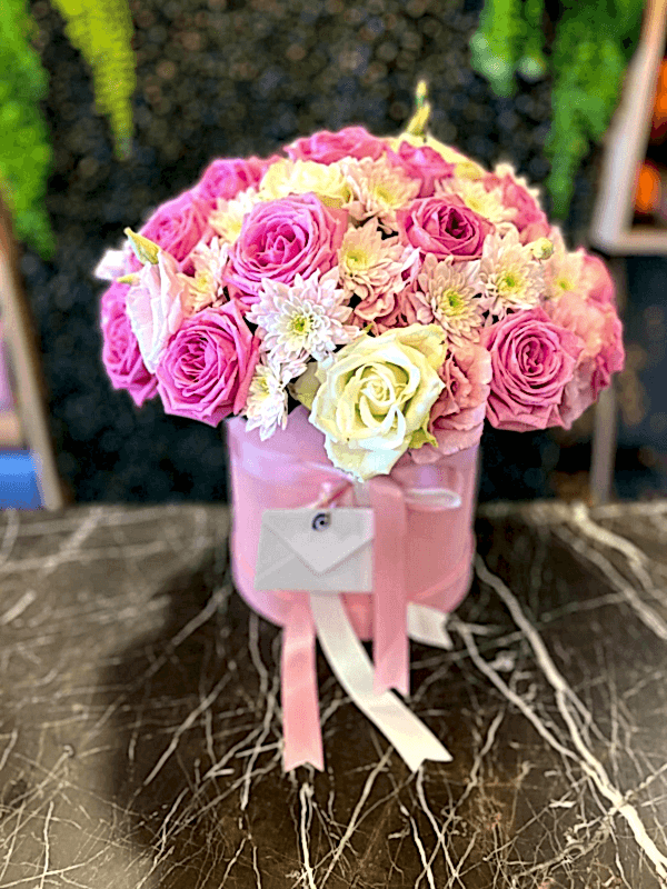  Antalya Lara Çiçekler - PEMBE BEYAZ ÇİÇEK KUTUSU 