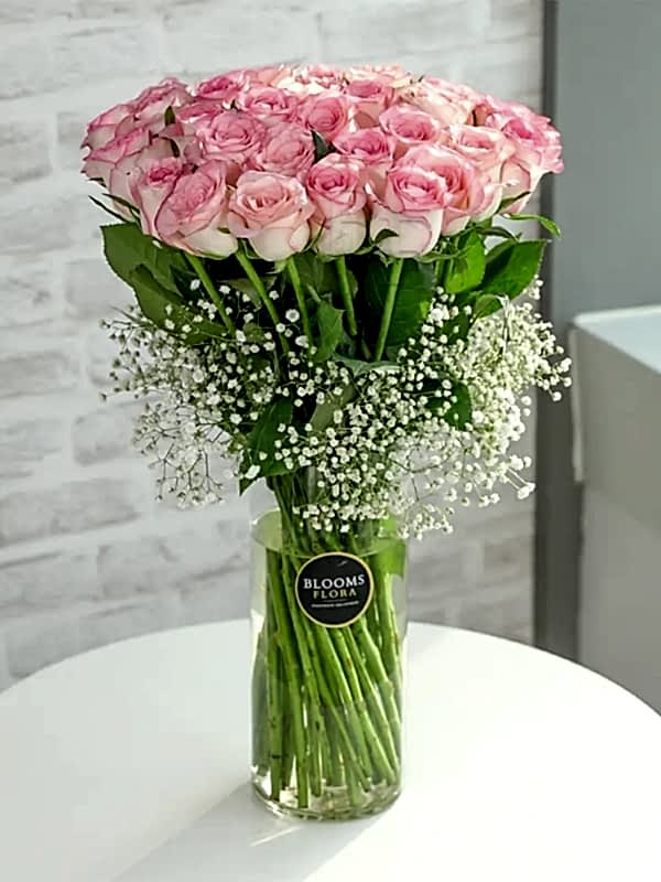 Antalya Lara Flower Order - Powder Pink 55 Roses in a Vase